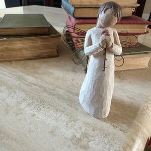 Willow Tree Angel with Rose - Cream and Brown